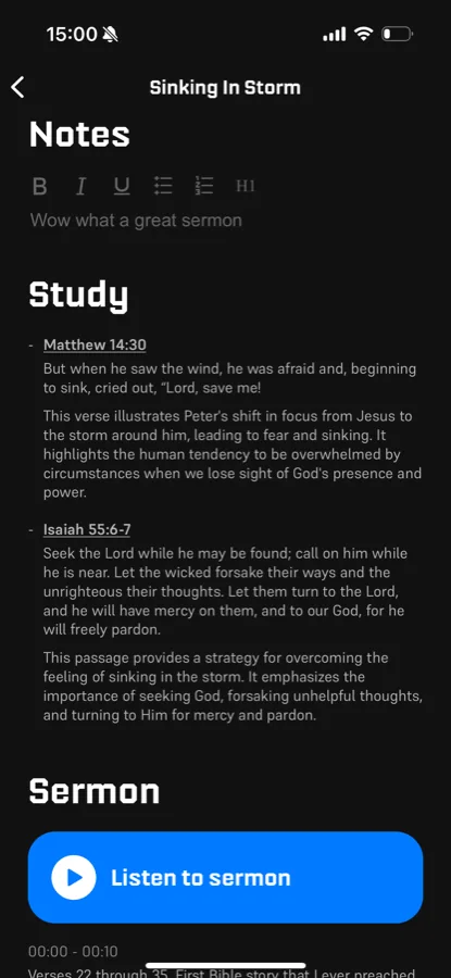 Notes and linked Scripture