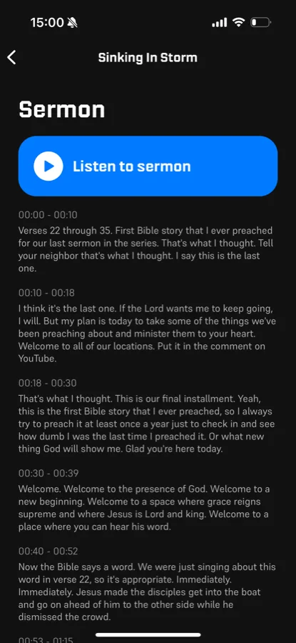 Timestamped transcript