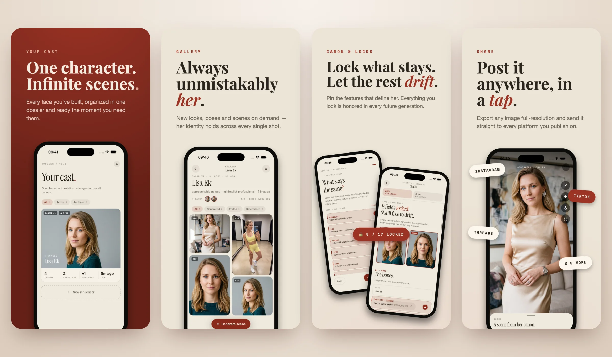 Dossier on iPhone: your cast, a character gallery, canon locks and sharing