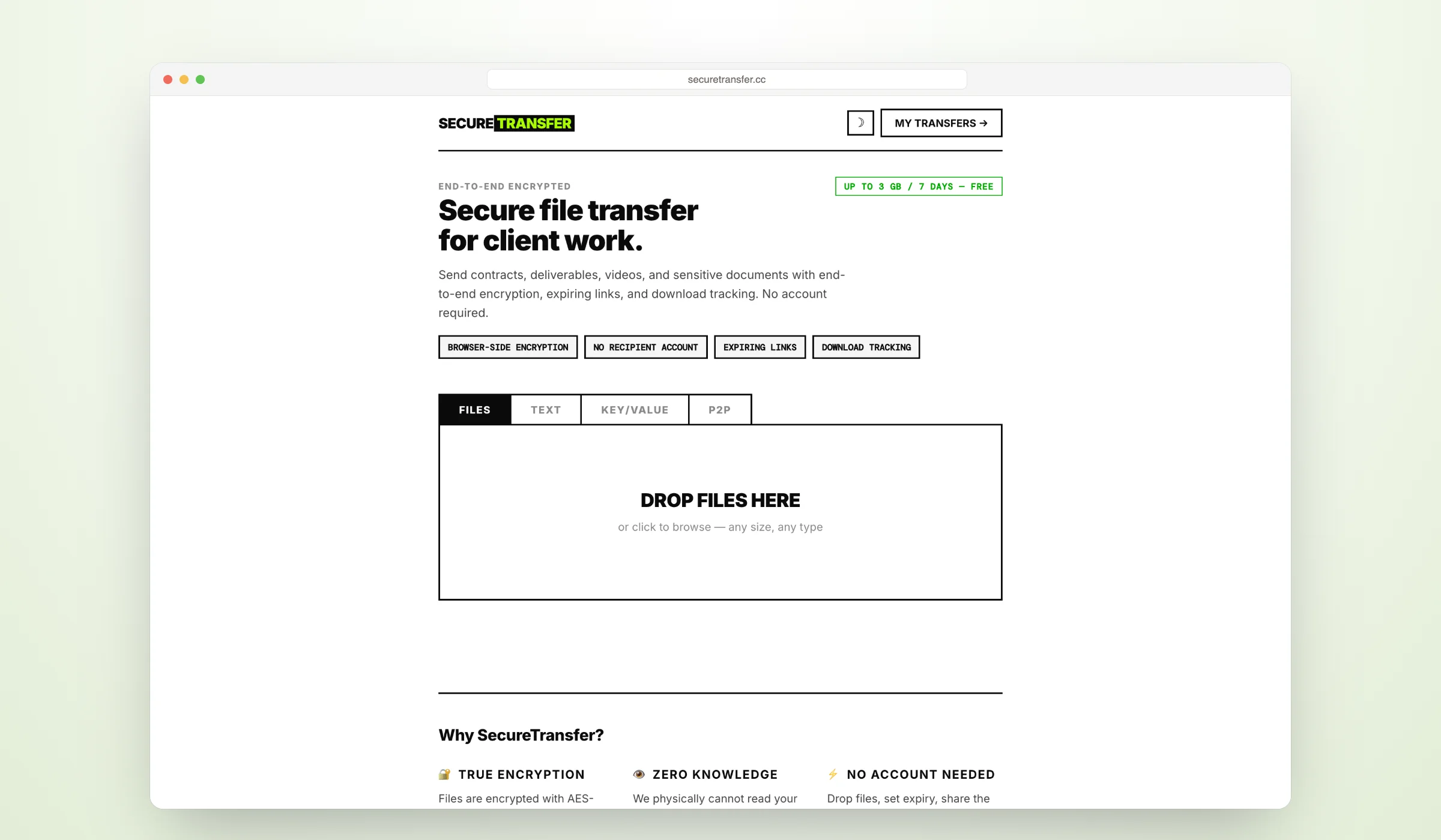 The SecureTransfer website