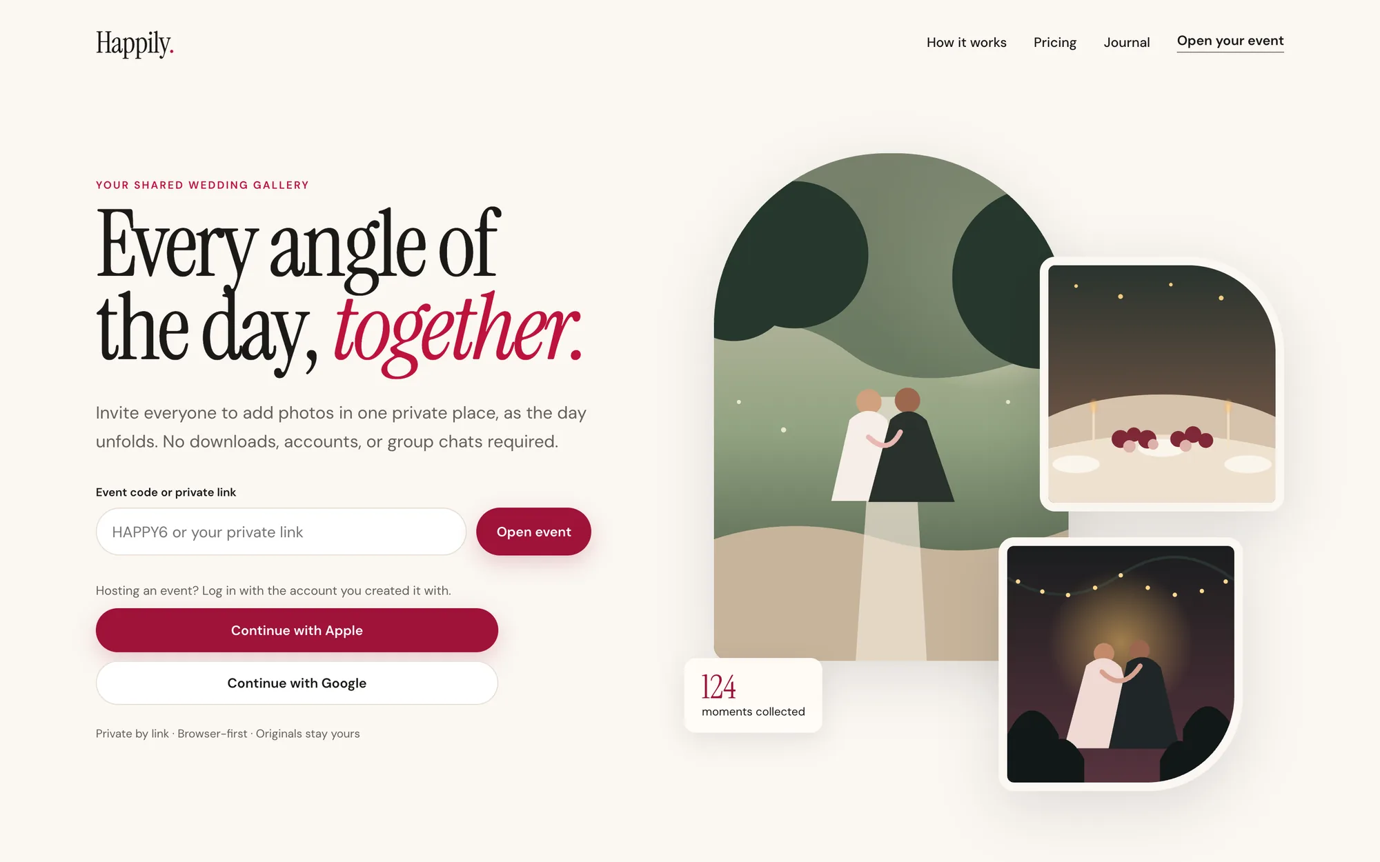 The Happily website homepage