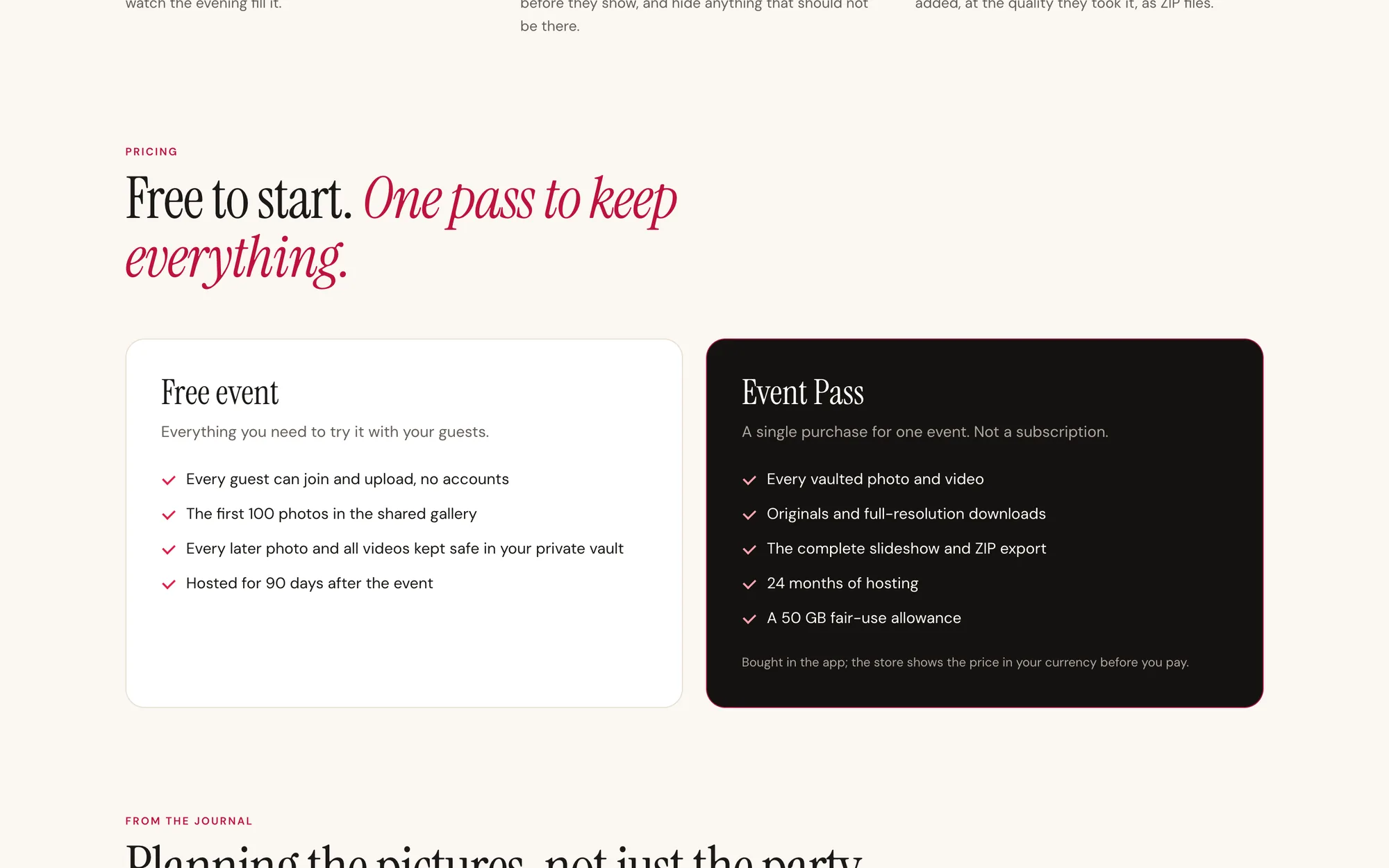 Happily pricing: a free event and the Event Pass